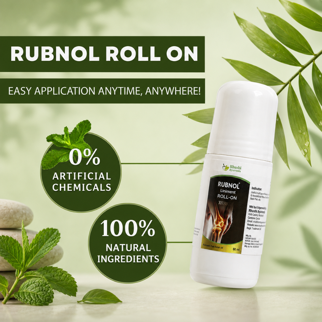 Rubnol Liniment Roll-On Oil | 100% Ayurvedic | Helps in Muscle & Joint Pain Relief | Supports Inflammation Care | Easy Roll-On Application | 60 Ml