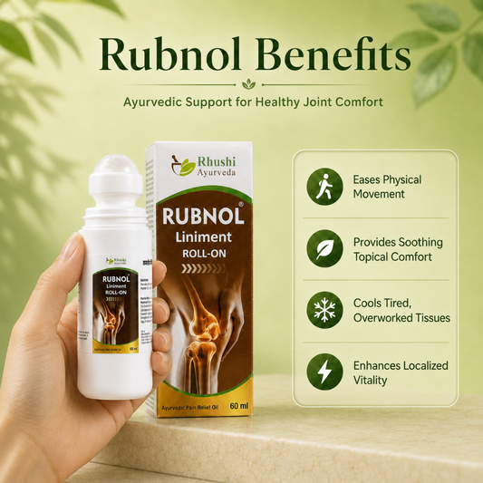 Rubnol Liniment Roll-On Oil | 100% Ayurvedic | Helps in Muscle & Pain Relief | Supports Inflammation Care | Easy Roll-On Application | 60 Ml