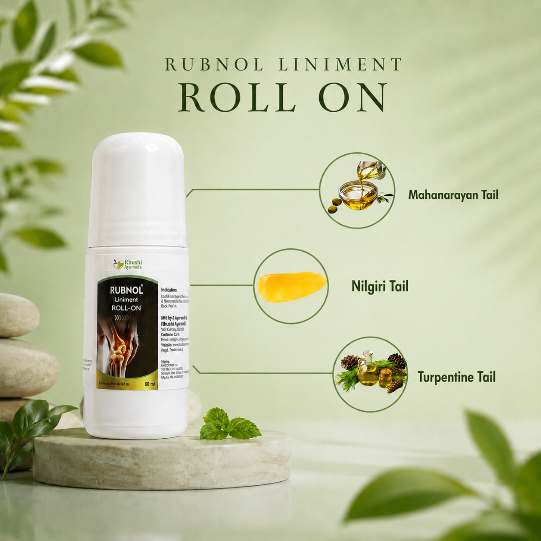 Rubnol Liniment Roll-On Oil | 100% Ayurvedic | Helps in Muscle & Joint Pain Relief | Supports Inflammation Care | Easy Roll-On Application | 60 Ml