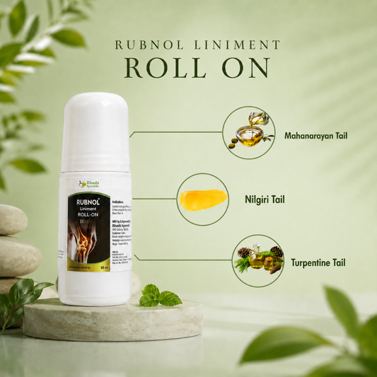 Rubnol Liniment Roll-On Oil | 100% Ayurvedic | Helps in Muscle & Joint Pain Relief | Supports Inflammation Care | Easy Roll-On Application | 60 Ml