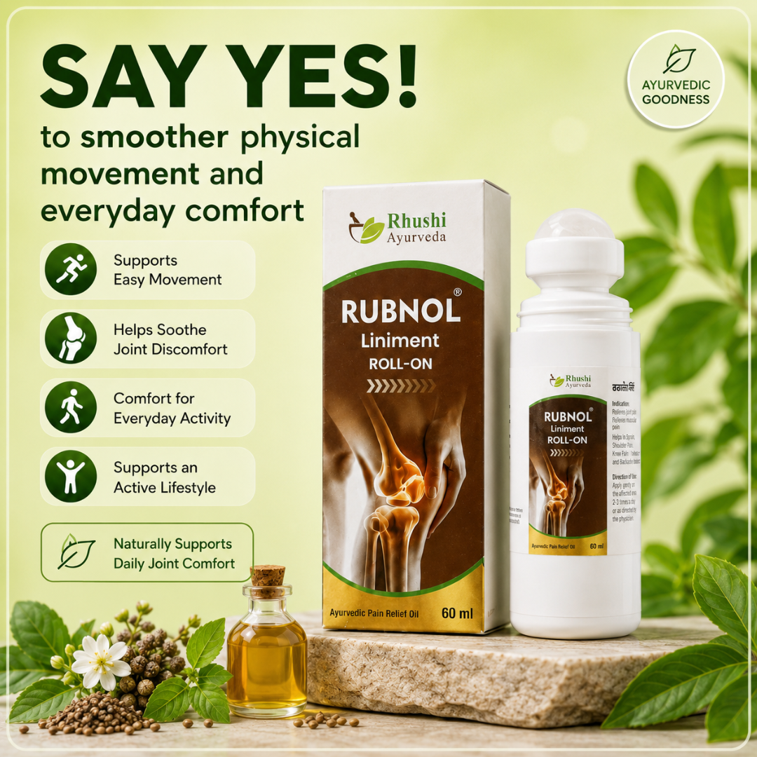 Rubnol Liniment Roll-On Oil | 100% Ayurvedic | Helps in Muscle & Pain Relief | Supports Inflammation Care | Easy Roll-On Application | 60 Ml