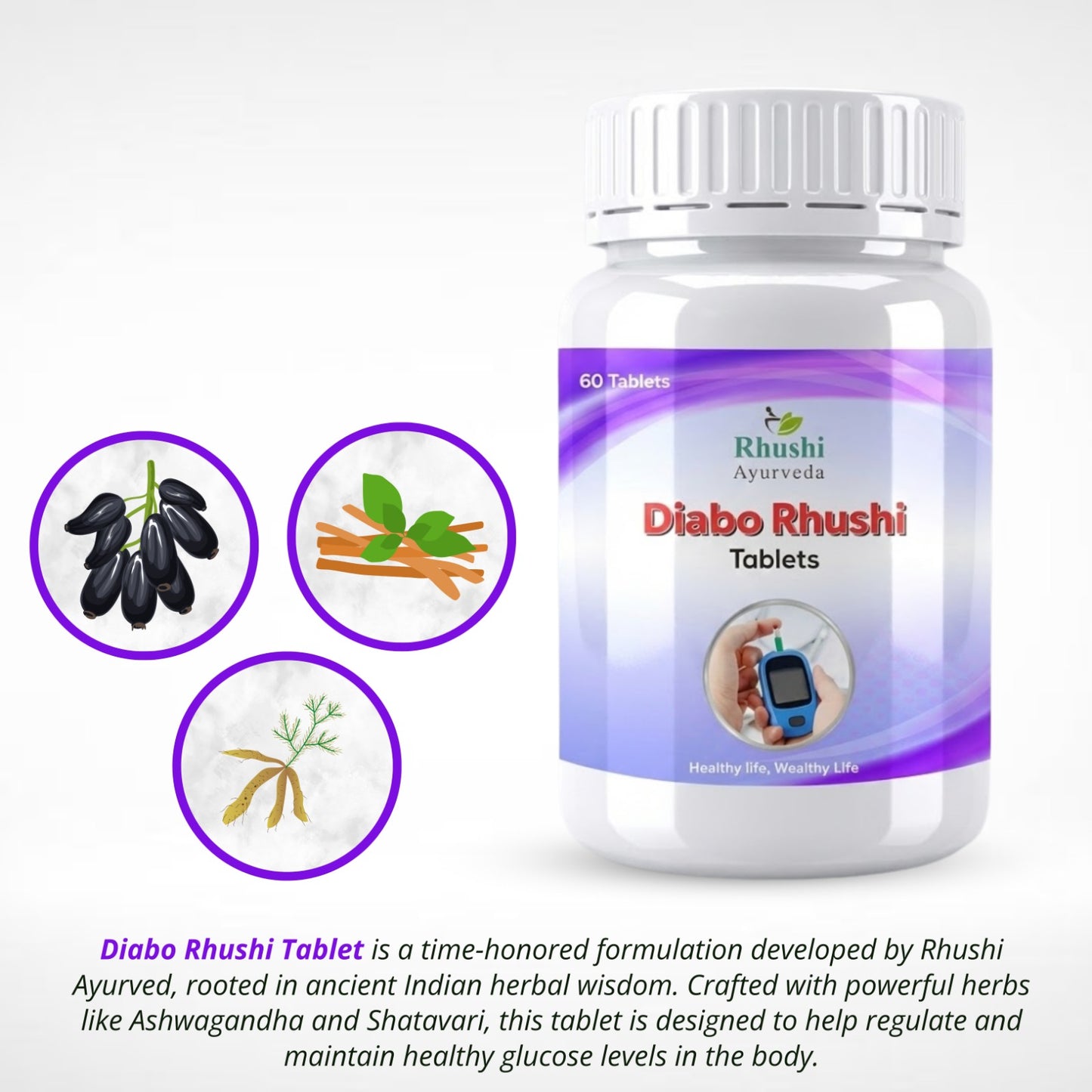 Diabo Rhushi | 100% AYURVEDIC | Helps in Managing Sugar Levels | 60 Tablets