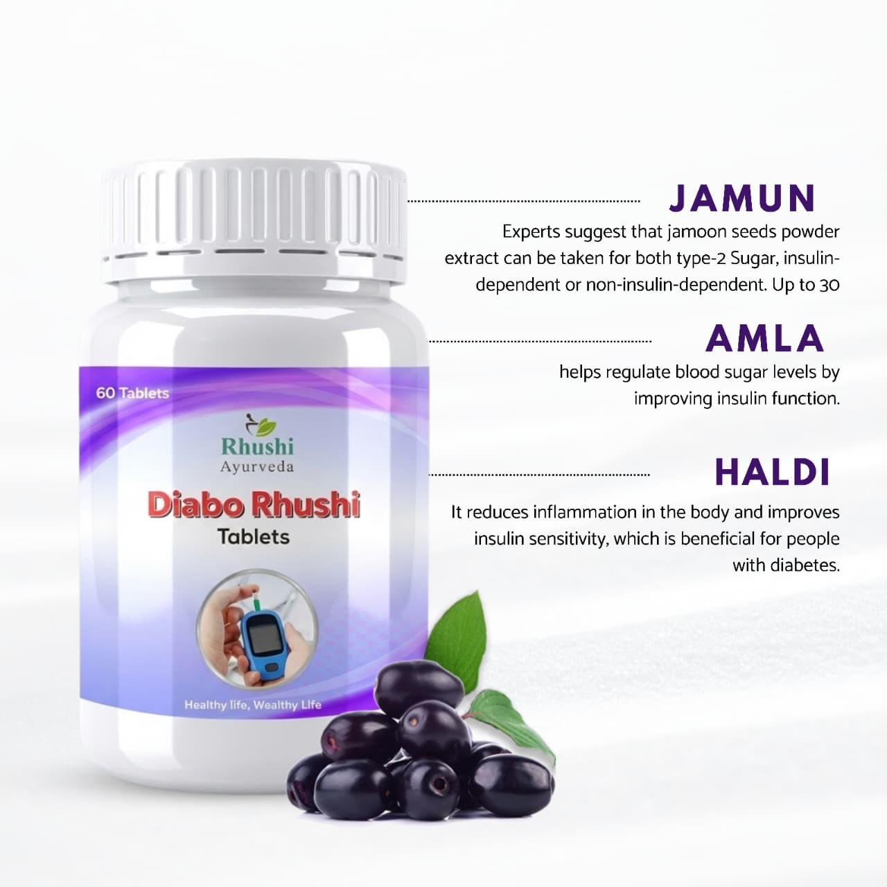 Diabo Rhushi | 100% AYURVEDIC | Helps in Managing Sugar Levels | 60 Tablets