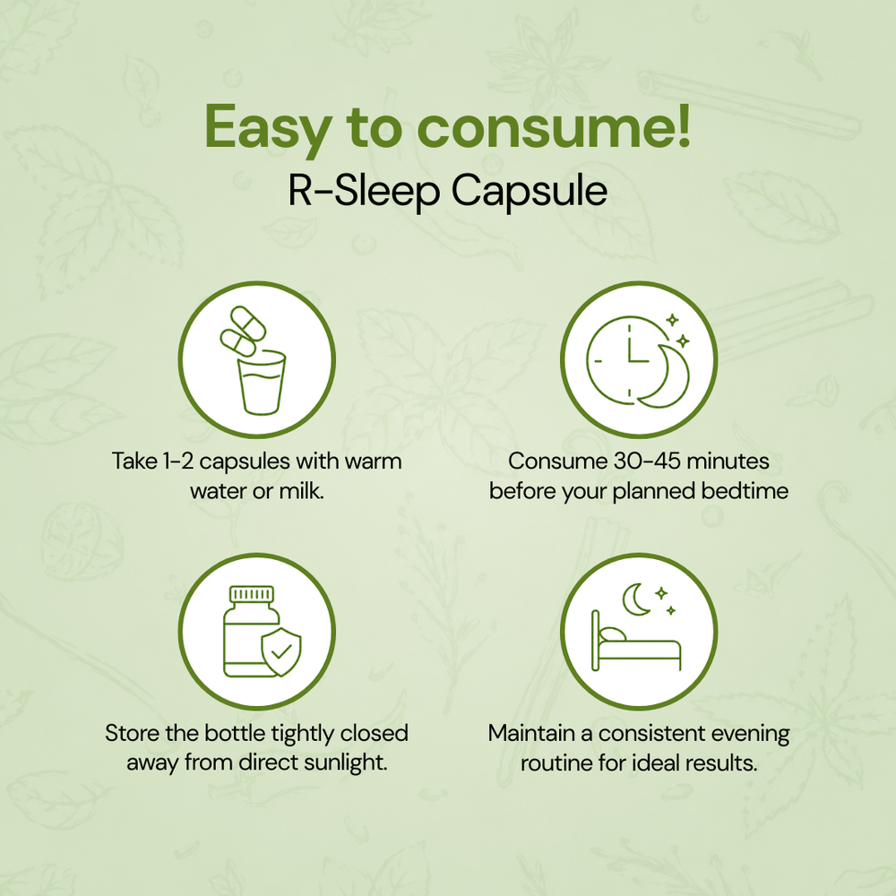 R-Sleep | 100% ayurvedic | Helps in anxiety & stress management | 30 Vegan Capsules