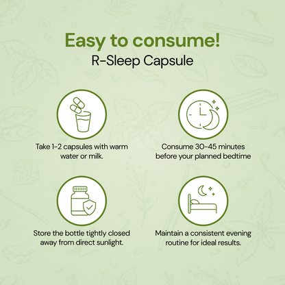 R-Sleep | 100% ayurvedic | Helps in anxiety & stress management | 30 Vegan Capsules