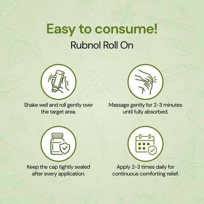 Rubnol Liniment Roll-On Oil | 100% Ayurvedic | Helps in Muscle & Pain Relief | Supports Inflammation Care | Easy Roll-On Application | 60 Ml